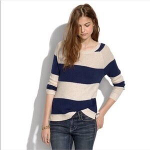 Madewell Navy & Beige Striped Sweater Size Small
